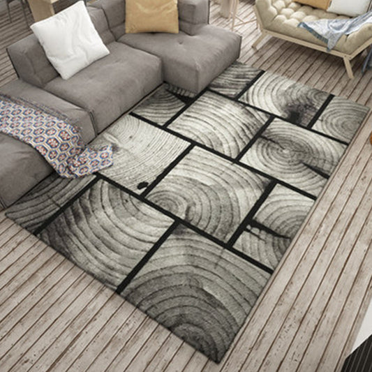 Novelty Geometry Grain Print Rug in Grey Polyester Carpet Washable Area Rug for Home Decoration