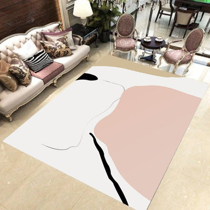White and Pink Bedroom Rug Novelty Color Block Pattern Rug Polyester Washable Area Rug Light Pink Clearhalo 'Area Rug' 'Rug' 1946622