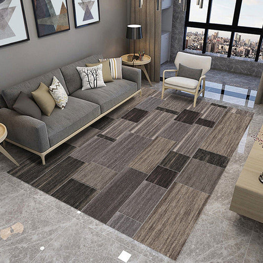 Brown Novelty Rug Polyester Colorblock Stripe Pattern Rug Washable Carpet for Bedroom - Dark Brown - Clearhalo - 'Area Rug' - 'Rug' - 1946692