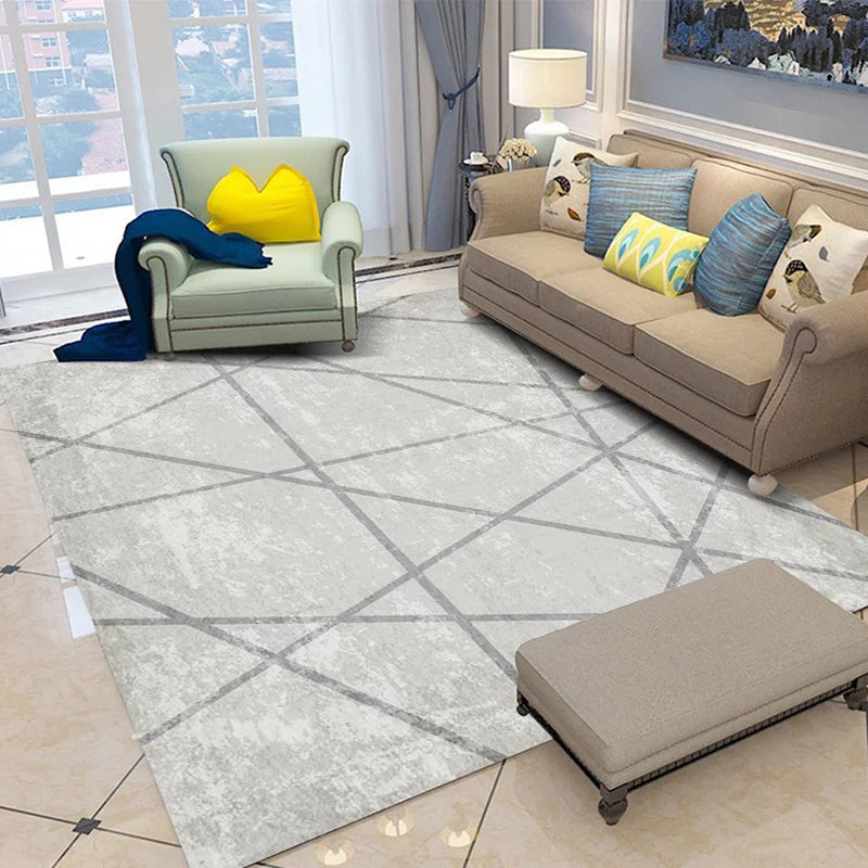Scandinavian Novelty Rug in Grey Geometry Lines Print Area Rug Polyester Washable Carpet for Home Decoration Light Gray Clearhalo 'Area Rug' 'Rug' 1946720