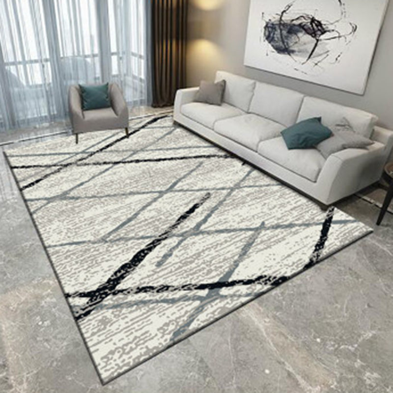 Ivory Bedroom Rug Novelty Geometric Diamond Pattern Area Rug Polyester Washable Carpet - Beige - Clearhalo - 'Area Rug' - 'Rug' - 1946731