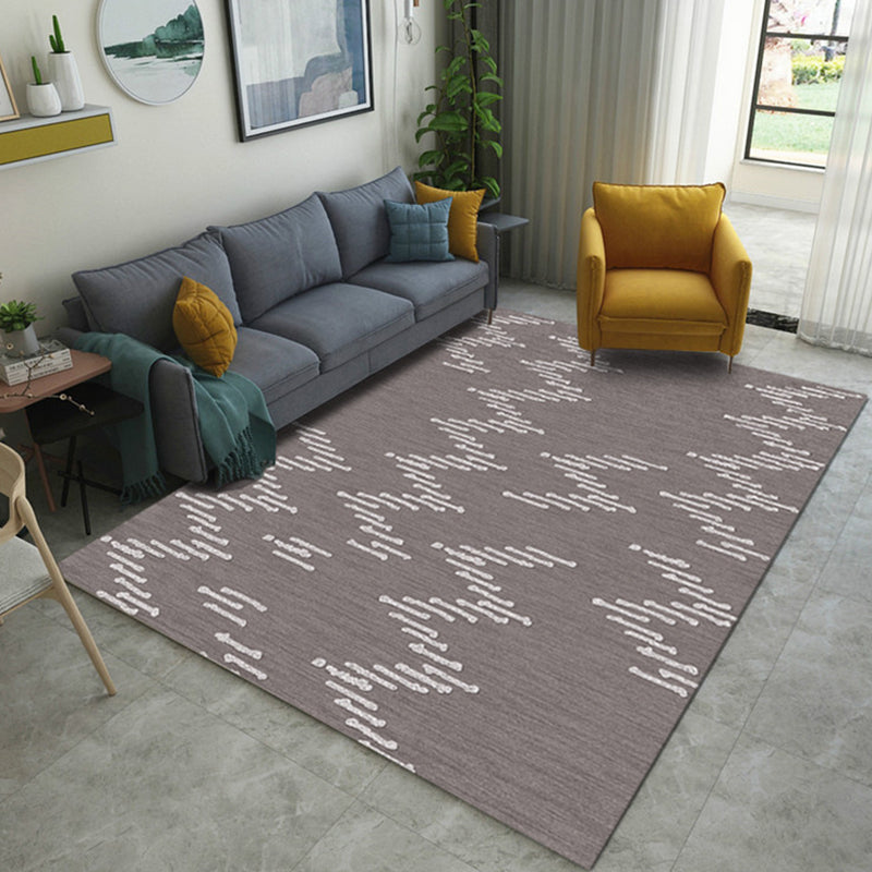 Brown Living Room Rug Novelty Geometric Stripes Pattern Area Rug Polyester Washable Carpet - Grape - Clearhalo - 'Area Rug' - 'Rug' - 1946752