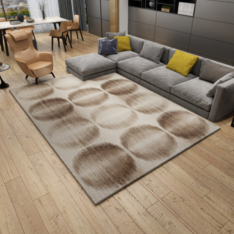 Modern Living Room Rug in Brown Abstract Triangle Circle Stripe Pattern Rug Polyester Washable Area Rug - Khaki - Clearhalo - 'Area Rug' - 'Modern' - 'Rugs' - Rug' - 1947304