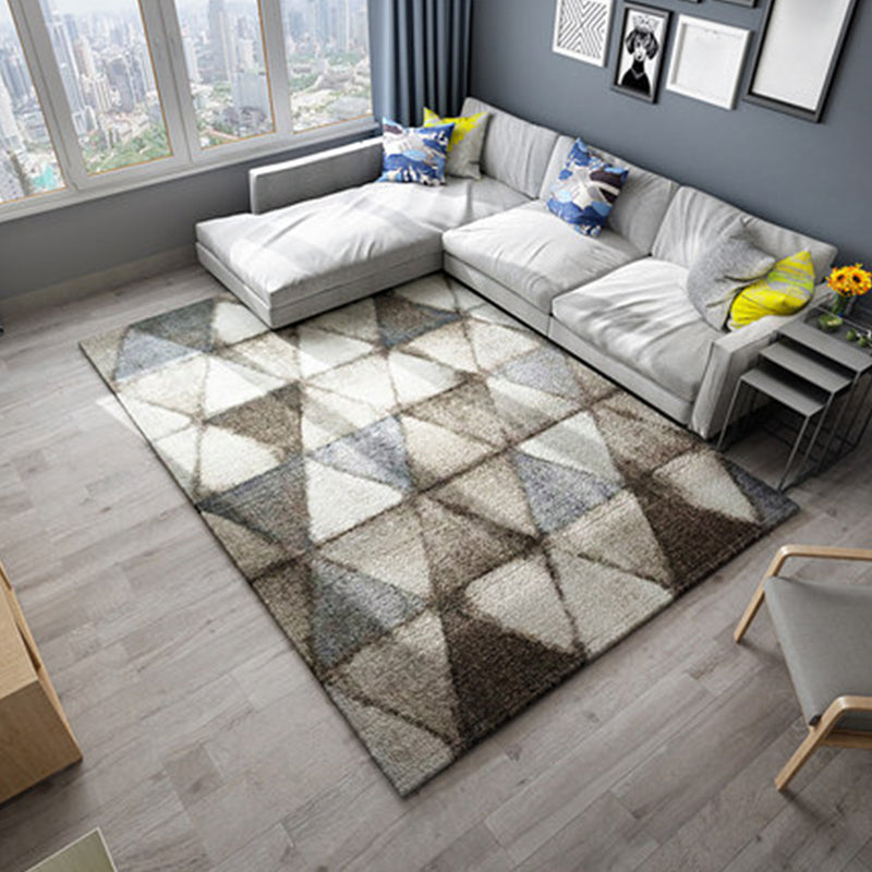 Modern Living Room Rug in Brown Abstract Triangle Circle Stripe Pattern Rug Polyester Washable Area Rug - Blue - Clearhalo - 'Area Rug' - 'Modern' - 'Rugs' - Rug' - 1947305