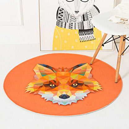 Kids Nursery Rug in Orange and Ivory Animal Rabbit Lion Fox Print Rug Polyester Non-Slip Area Rug - Yellow - Clearhalo - 'Area Rug' - 'Rug' - 1947439