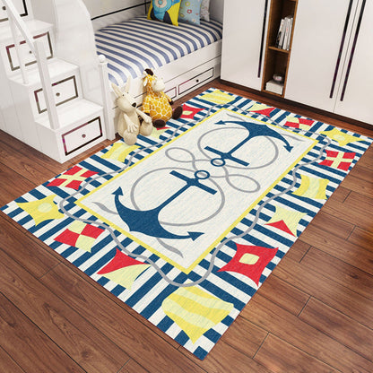 Kids Outer Space Pattern Rug Green and Black Polyester Rug Non-Slip Backing Washable Pet Friendly Carpet for Bedroom - Yellow - Clearhalo - 'Area Rug' - 'Rug' - 1947653