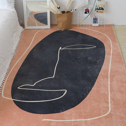Funky Modernism Rug Black Multicolor Abstract Rug Pet Friendly Anti-Slip Washable Area Rug for Decoration