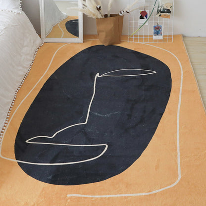 Funky Modernism Rug Black Multicolor Abstract Rug Pet Friendly Anti-Slip Washable Area Rug for Decoration