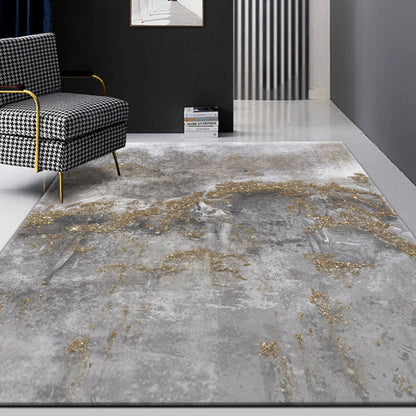 Grey Industrial Indoor Rug Polyester Abstract Rug Washable Non-Slip Area Carpet for Bedroom