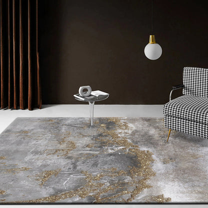 Grey Industrial Indoor Rug Polyester Abstract Rug Washable Non-Slip Area Carpet for Bedroom