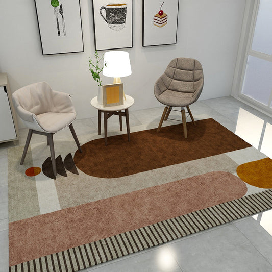 Trendy Geometry Indoor Rug Pastel Color Novelty Carpet Polypropylene Non-Slip Backing Rug for Home Decor Brown Clearhalo 'Area Rug' 'Rug' 1947839