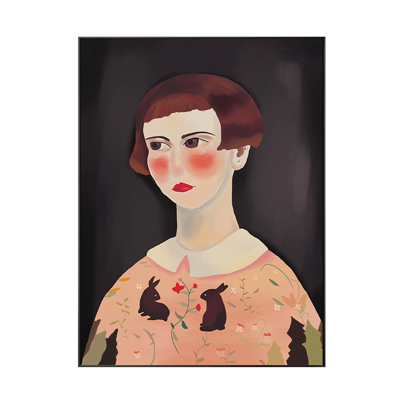 Girl with Rosy Cheeks Art Print Brown Modern Style Wall Decor for Bedroom, Multiple Sizes - view 2
