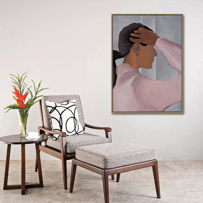 Illustrated Figure Canvas Print Pop Art Textured Living Room Wall Decor in Soft Color