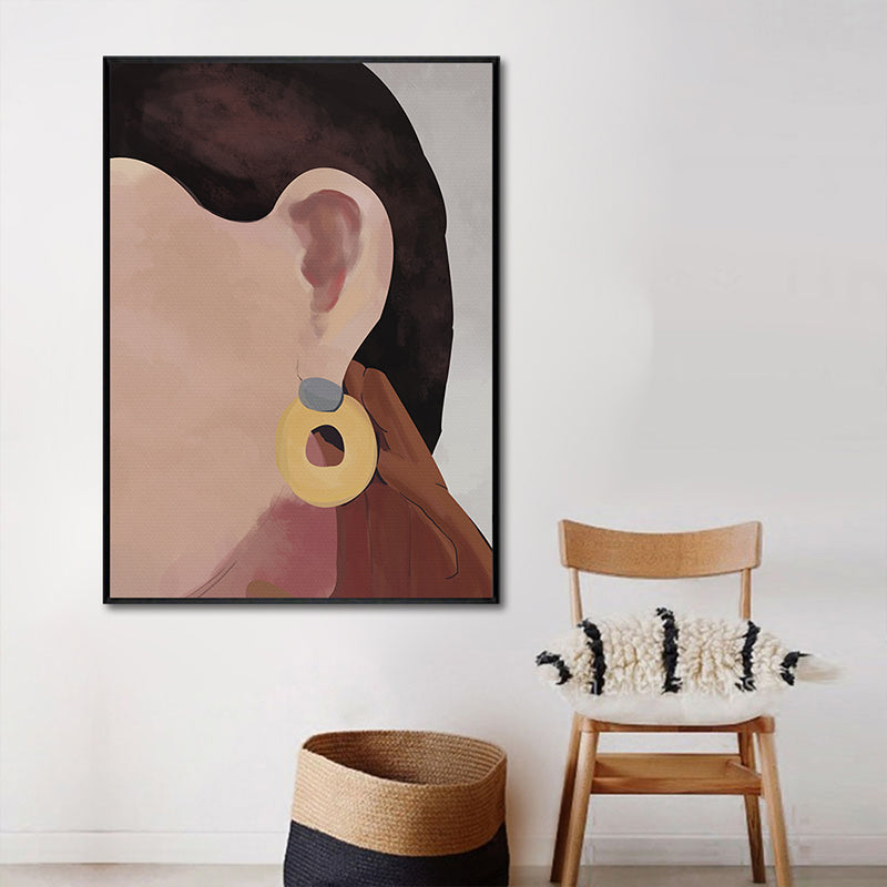 Illustrated Figure Canvas Print Pop Art Textured Living Room Wall Decor in Soft Color - view 12