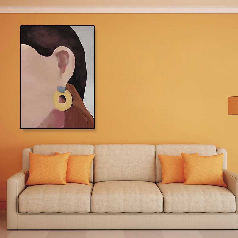 Illustrated Figure Canvas Print Pop Art Textured Living Room Wall Decor in Soft Color - view 4