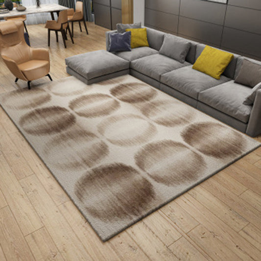 Brown Bedroom Rug Novelty Circle Triangle Stripe Pattern Area Rug Polyester Washable Carpet - Khaki - Clearhalo - 'Area Rug' - 'Rug' - 1955437