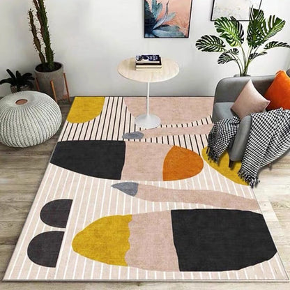 Ivory Bedroom Rug Novelty Stripe Color Block Pattern Rug Polyester Washable Area Rug - Light Brown - Clearhalo - 'Area Rug' - 'Rug' - 1955470