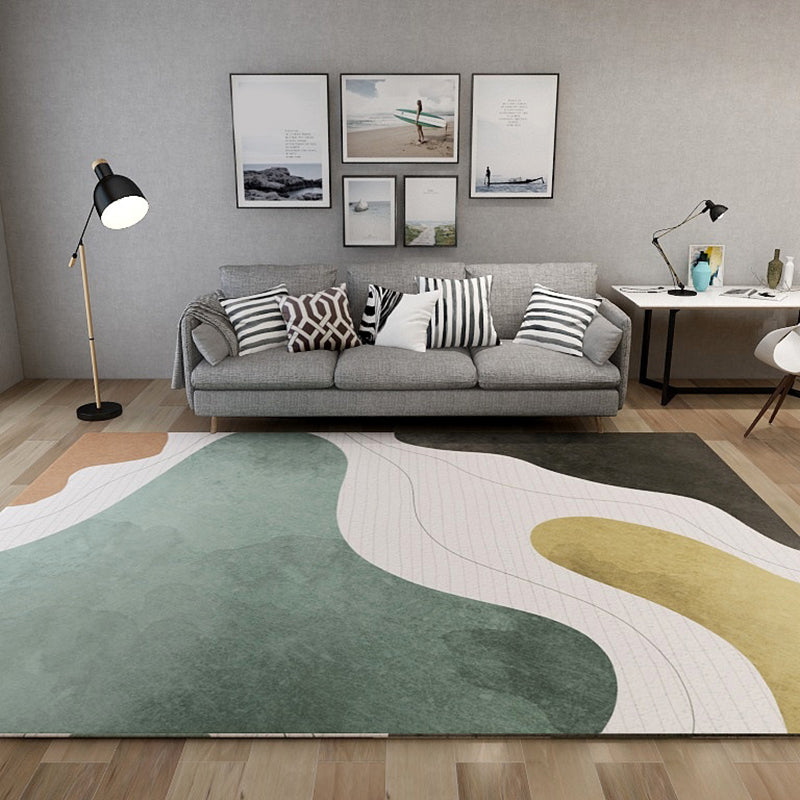 Novelty Living Room Rug Multicolor Color Block Stripe Print Carpet Polyester Washable Area Rug