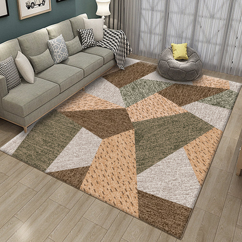 Contemporary Colorblock Line Print Rug Multicolor Novelty Rug Polyester Washable Area Rug for Living Room