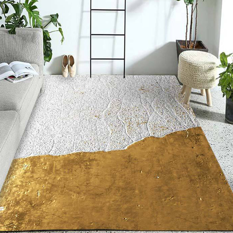 Novelty Home Decoration Rug in Gold Color Block Print Area Rug Polyester Washable Carpet - view 2