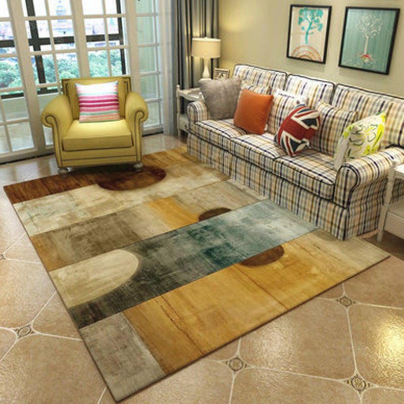 Multicolor Novelty Rug Polyester Colorblock Circle Pattern Rug Washable Carpet for Bedroom - Yellow - Clearhalo - 'Area Rug' - 'Rug' - 1955589