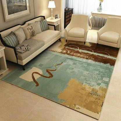 Multicolor Novelty Rug Polyester Colorblock Circle Pattern Rug Washable Carpet for Bedroom - Lake Green - Clearhalo - 'Area Rug' - 'Rug' - 1955590