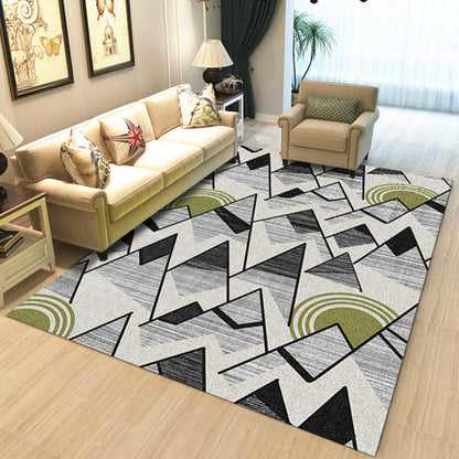 Nordic Novelty Rug in Ivory Geometry Triangle Print Area Rug Polyester Washable Carpet for Living Room