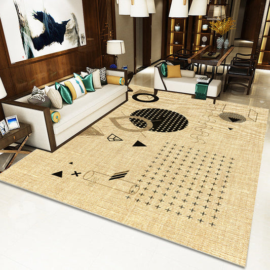 Yellow Home Decoration Rug Novelty Geometric Cross Pattern Area Rug Polyester Washable Carpet