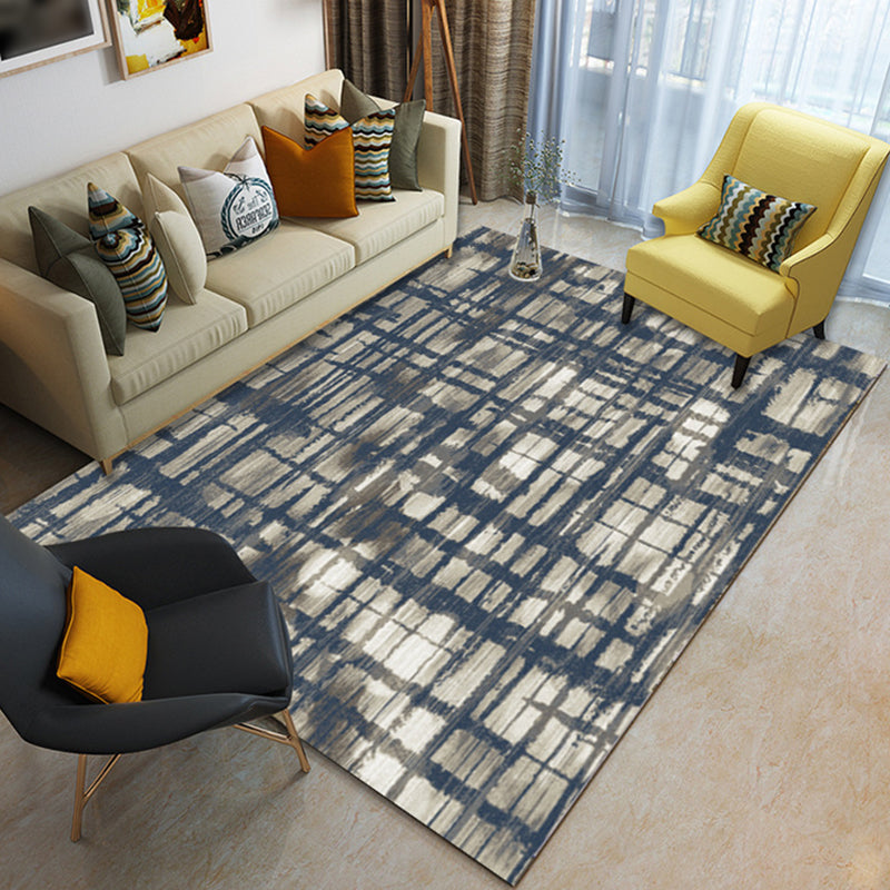 Novelty Bedroom Rug in Brown and Ivory Geometric Stripes Print Rug Polyester Washable Area Rug - view 2