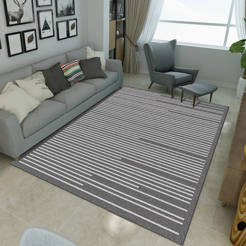 Simple Novelty Rug in Grey Stripes Print Area Rug Polyester Washable Carpet for Living Room Dark Purple Clearhalo 'Area Rug' 'Rug' 1955777