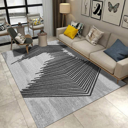 Simple Novelty Rug in Grey Stripes Print Area Rug Polyester Washable Carpet for Living Room Grey Clearhalo 'Area Rug' 'Rug' 1955782