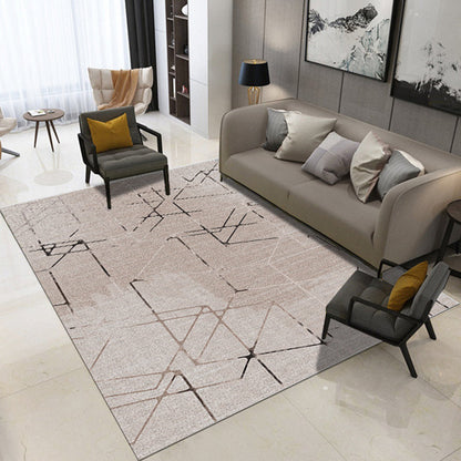 Novelty Bedroom Rug in Ivory and Brown Geometry Triangle Print Rug Polyester Washable Area Rug