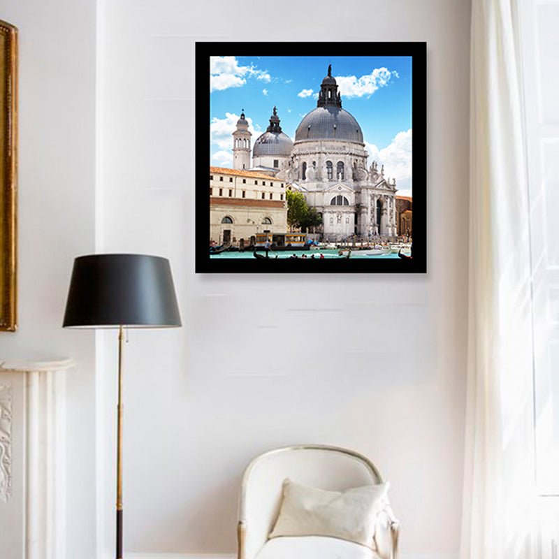 Light Color Architecture Art Print Landmark Global Inspired Textured Canvas for Sitting Room - Silver Gray - Clearhalo - 'Arts' - 'Canvas Art' - 1956870