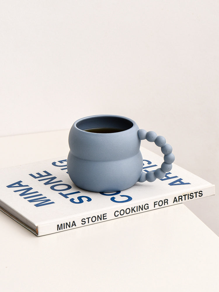 Nordic Pearl Style Ceramic Mug, Cute Chubby Coffee Cup
