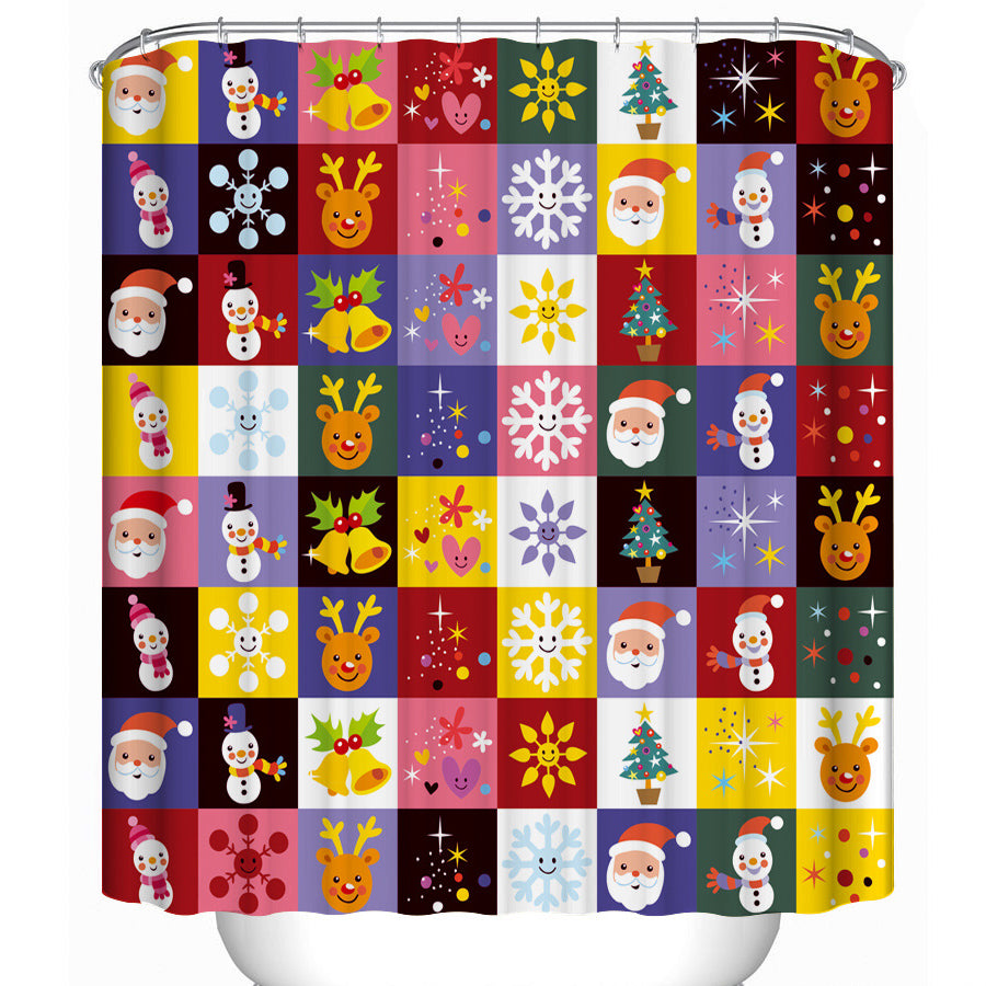 Feblilac Cute Christmas Shower Curtain with Hooks - Feblilac® Mat