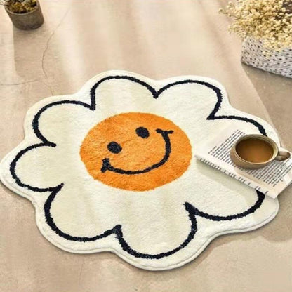 Feblilac Irregular White Sun Flower Mat Rug Carpet - Feblilac® Mat