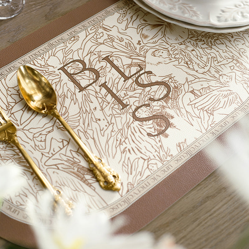 [Two] Tilde leather placemat bowl waterproof, oil-proof, anti-scalding, wash-free, non-slip, cream-style weste - view 2
