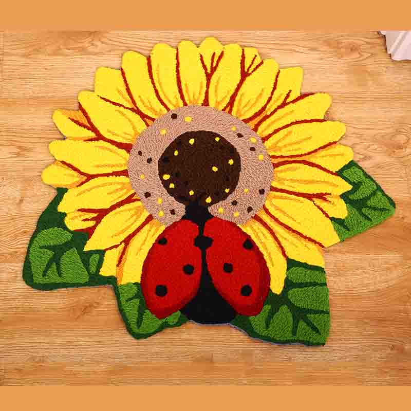 Feblilac Woven Acrylic Fibers Sunflower and Ladybug Door Mat - Feblilac® Mat