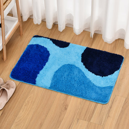 Feblilac Abstract Blue Wave Ocean Tufted Bath Mat