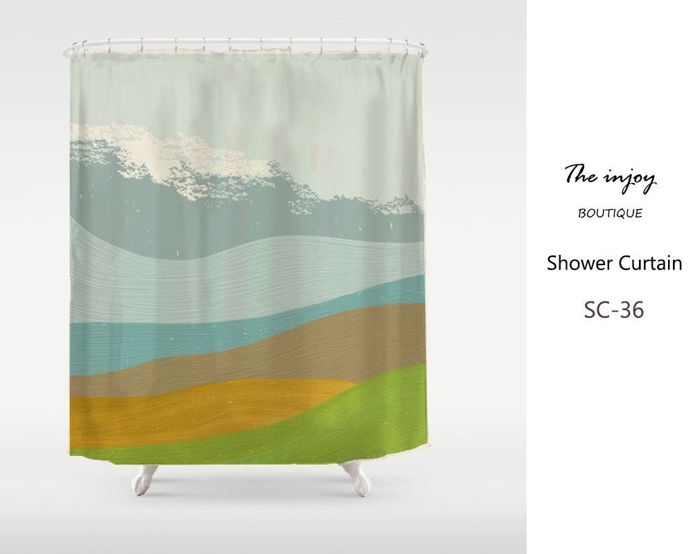 Green and Blue Mountain Shower Curtain