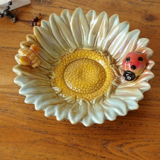 Feblilac Sunflower Ceramic Ashtray Dessert Plate Soap Tray