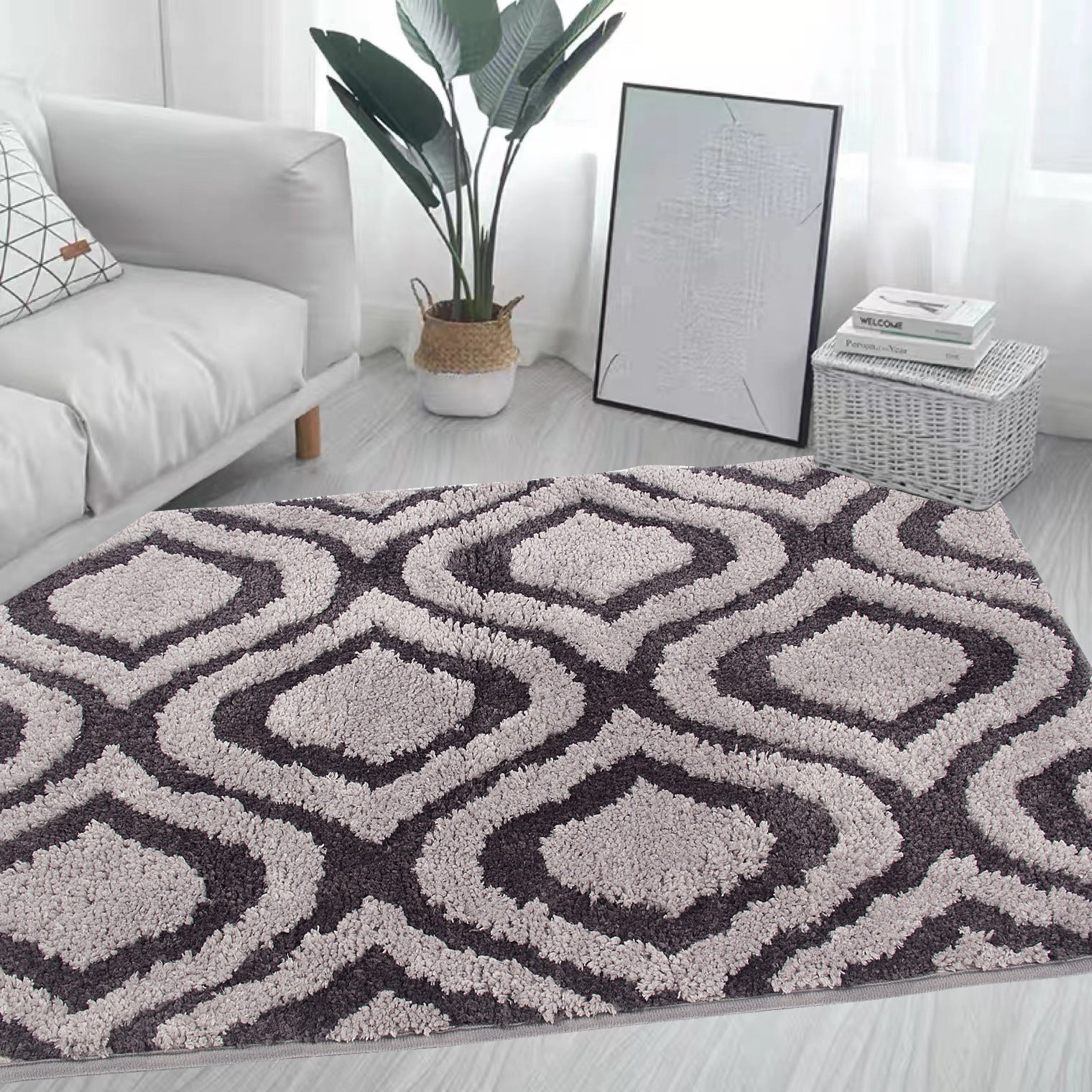 Feblilac Grey Morocco Pattern Ultra Soft Bathroom Rug - Feblilac® Mat