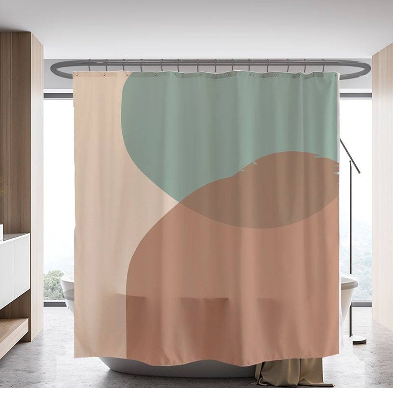 Light Green and Orange Shower Curtain