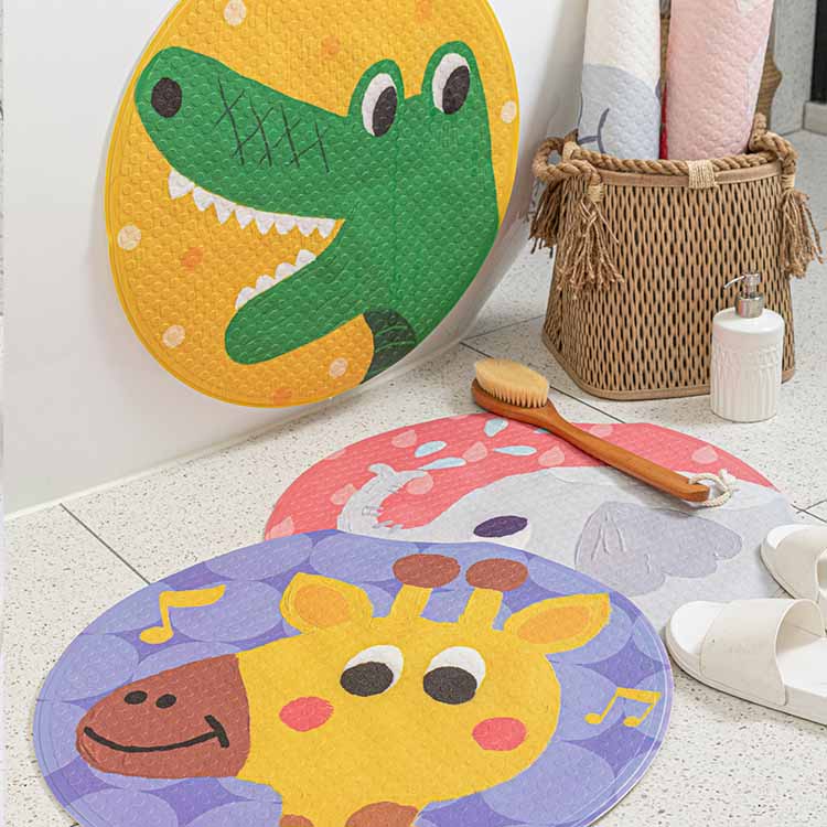 Feblilac PVC Cute Cartoon Animal Suction Cups Tub Rug, Anti Slip Bathtub Mats