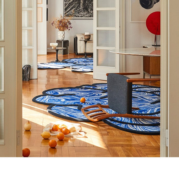 Feblilac Blue Irregular Cloud Living Room Carpet