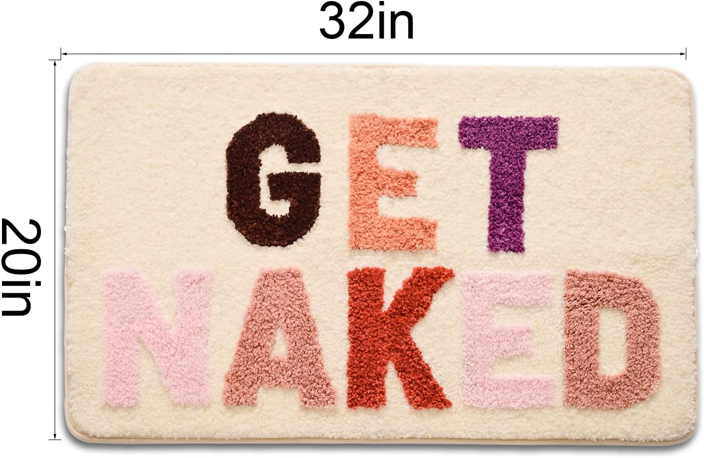 Feblilac Rectangular Color Letter Get Naked Print Tufted Bath Mat