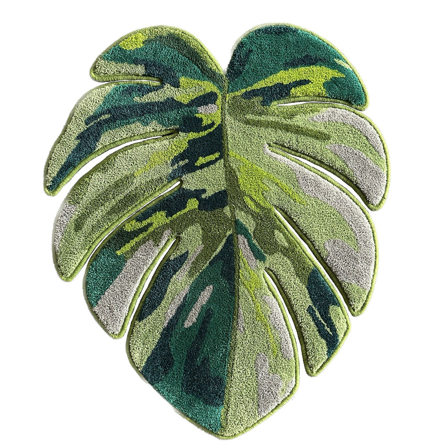 Feblilac Irregular Monstera Leaves Tufted Bath Mat - view 4