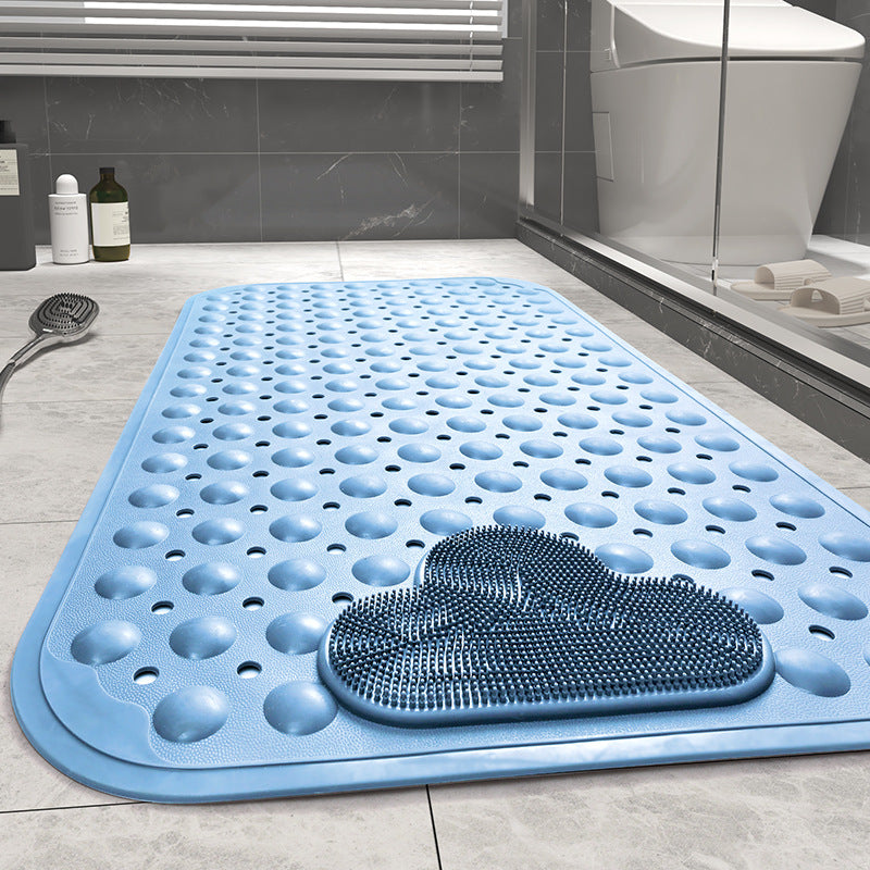 TPE Blue/Grey/Khaki/White Drain Holes and Suction Cups Tub Rug, Anti Slip Massage Bathtub Mats - view 2