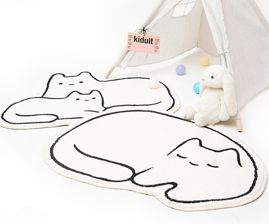 Feblilac Cute White Cat Bath Mat, Animal Bathroom Rug - Feblilac® Mat