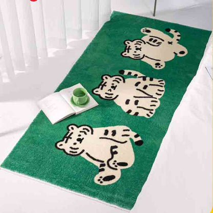 Three Cute Little Tiger Green Bedroom Mat - Feblilac® Mat